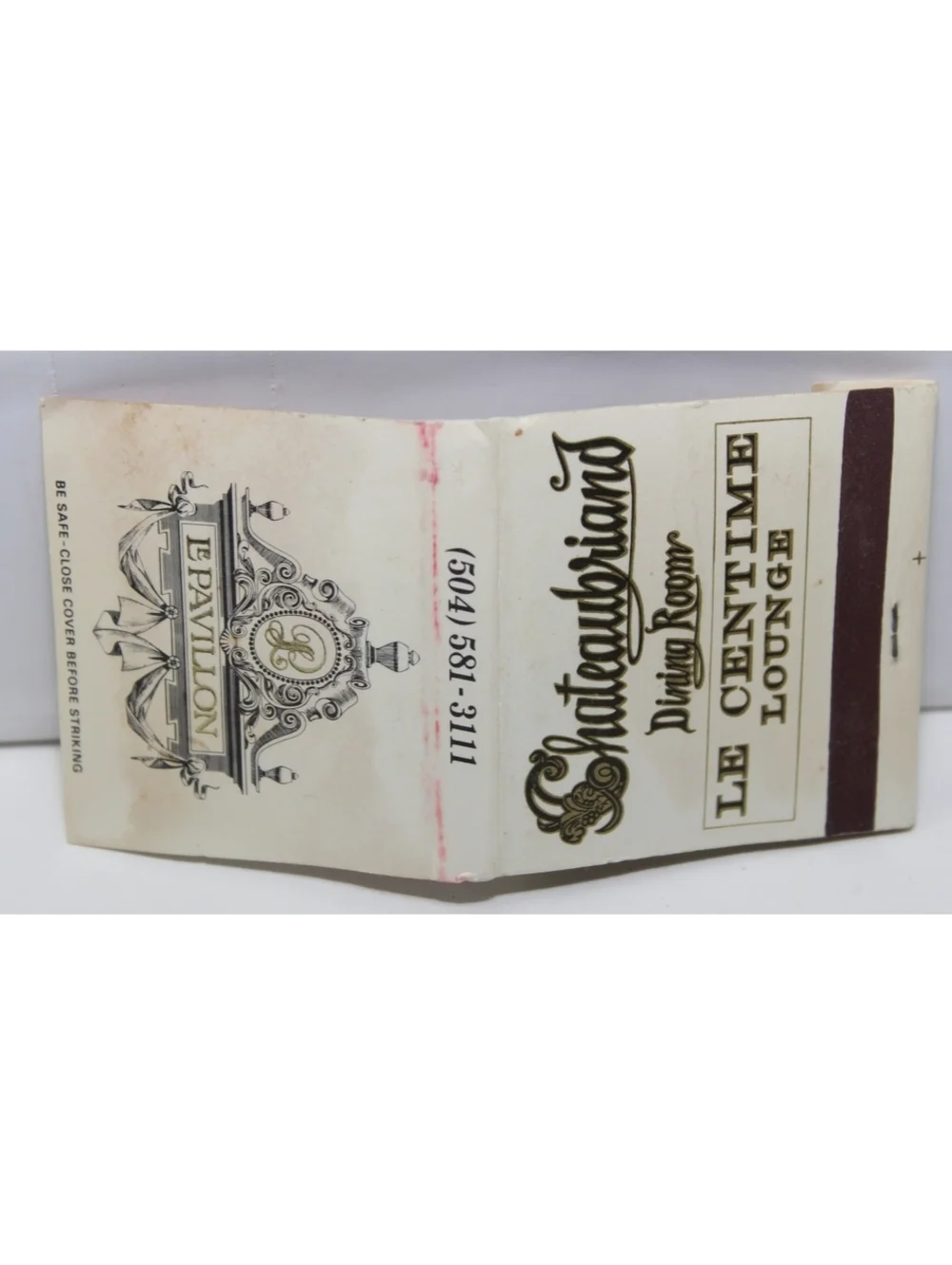 Vintage Matchbook Le Pavillon Hotel Chateaubriand Dining Room New Orleans